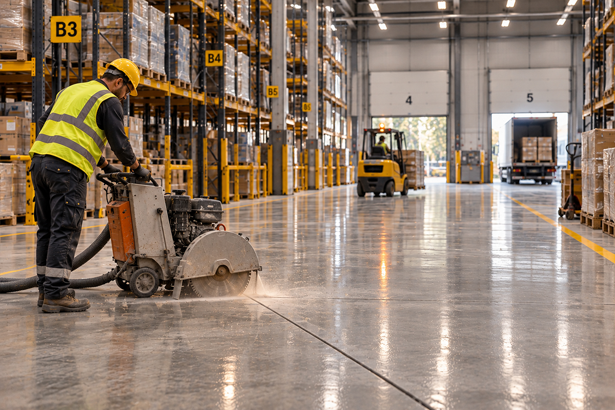 beton kesme derz uygulaması yapılıyor