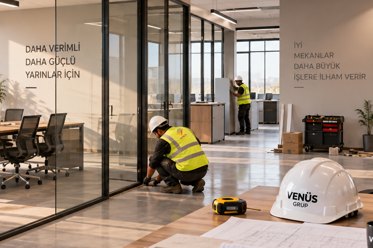 açık ofis yönetim ofisi alüminyum bölme tadilatı